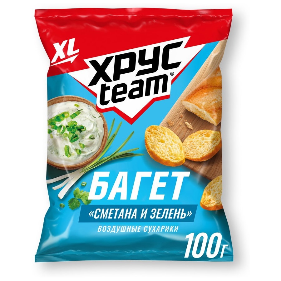 Сухарики Хрусteam багет сметана и зелень 100 г.